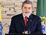 O presidente Lula, durante discurso na Granja do Torto