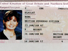 Passaporte apresentado pela libanesa  polcia