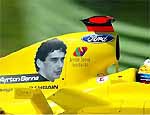 Jordan estampa foto de Senna em seus carros em San Marino