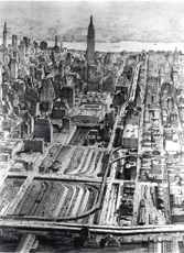 Mid Manhattan Expressway (projeto), visto do leste do rio Hudson em maro de 1959