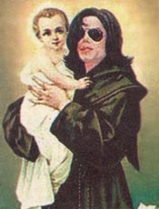 Imagem mostra cantor Michael Jackson segurando menino Jesus