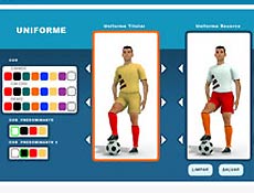 No Game Gol, internauta pode escolher uniformes, escudos e aparência do treinador