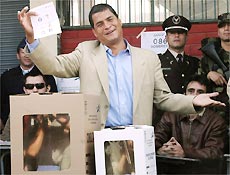 Candidato  Presidncia do Equador Rafael Correa, do movimento esquerdista