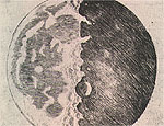 Desenho de Galileu para seu 1 livro mostra irregularidades da superfcie da Lua