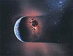 Ilustração do impacto gigante que formou a Lua