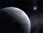 Ilustrao de planeta rochoso gelado perto de an vermelha