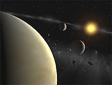 Concepo artstica do sistema planetrio descoberto em HD 69830
