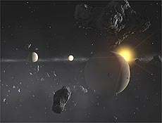 O sistema planetrio de HD 69830, imaginado por outro ngulo