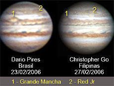 Imagens de astrnomos amadores filipino e brasileiro revelam nova mancha