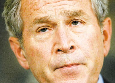 O presidente dos EUA, George W. Bush, durante discurso na<br>Casa Branca sobre rejeio a pacote
