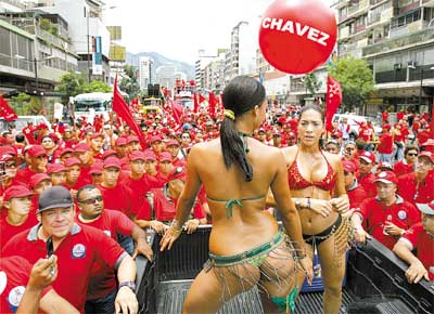 Manifestao a favor do presidente Hugo Chvez, que enfrenta onda de protestos na Venezuela