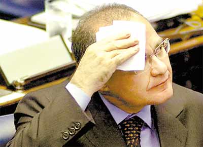Renan Calheiros (PMDB-AL) na sesso em que anunciou sua renncia  presidncia do Senado
