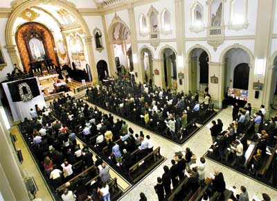 Missa de stimo dia pela morte de Octavio Frias de Oliveira realizada ontem no Santurio Nossa Senhora do Rosrio de Ftima