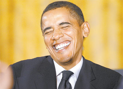 O presidente Barack Obama na Casa Branca horas aps o anncio<br>do Nobel; ele declarou que vai doar o prmio de R$ 2,5 milhes