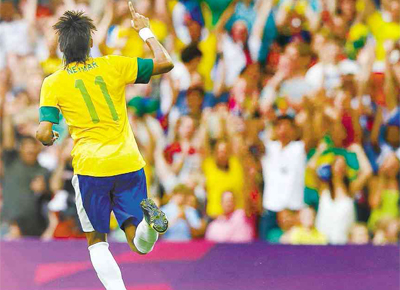 Neymar comemora seu gol na partida