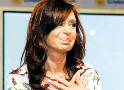 Cristina no ato em que fez o discurso da vitria em Buenos Aires