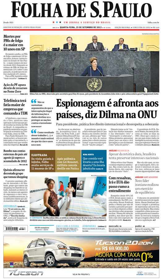 Capa Folha de S.Paulo - Edição Nacional