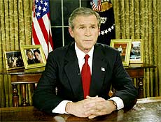 Presidente norte-americano, George W. Bush, anuncia o incio da guerra ao Iraque; leia ntegra do discurso em portugus