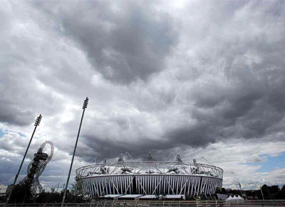 <b>CHUVA LÁ: </b>Nuvens carregadas sobre o Estádio Olímpico