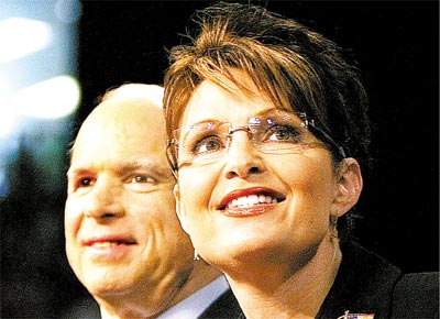 A governadora Sarah Palin em ato realizado em Ohio<br> no qual foi anunciada por McCain como vice