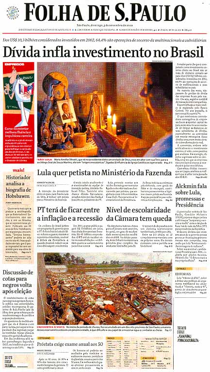 Capa Folha de S.Paulo - Edição São Paulo