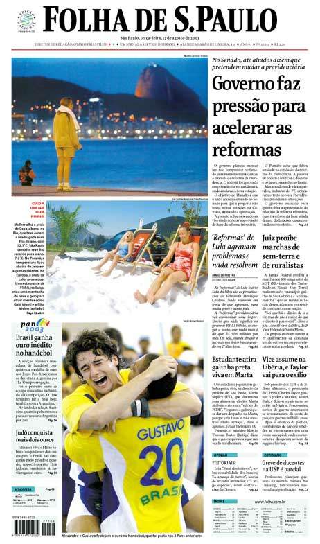 Capa Folha de S.Paulo - Edição São Paulo