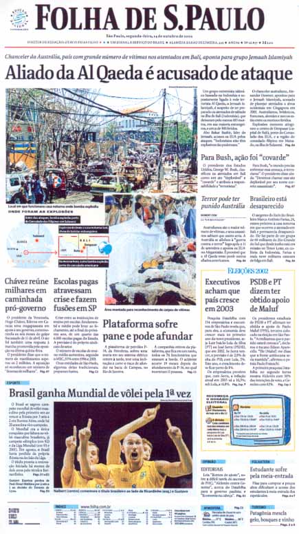 Capa Folha de S.Paulo - Edição São Paulo