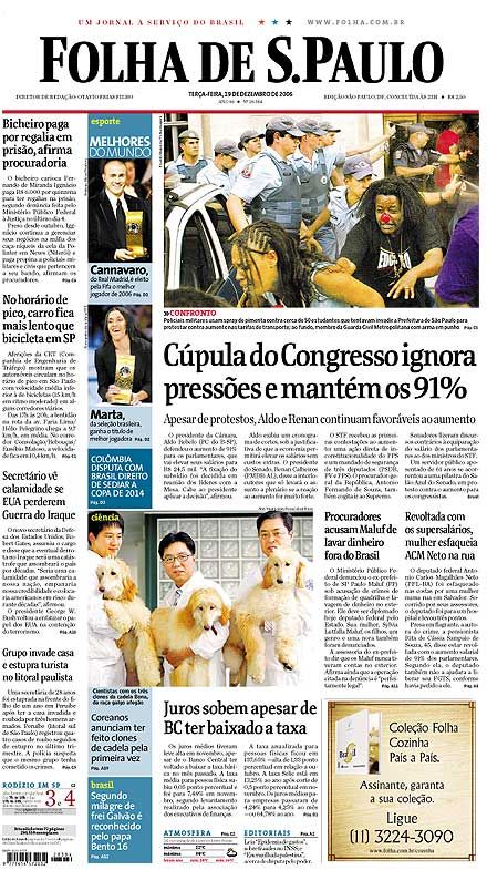 Capa Folha de S.Paulo - Edição São Paulo